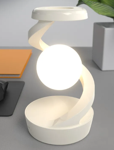 Rotating Moon Desk Lamp — Ambient Night Light with Wireless Charging