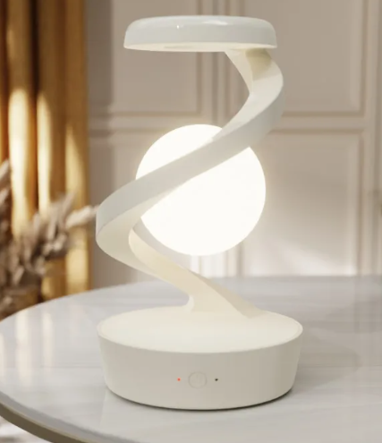 Rotating Moon Desk Lamp — Ambient Night Light with Wireless Charging